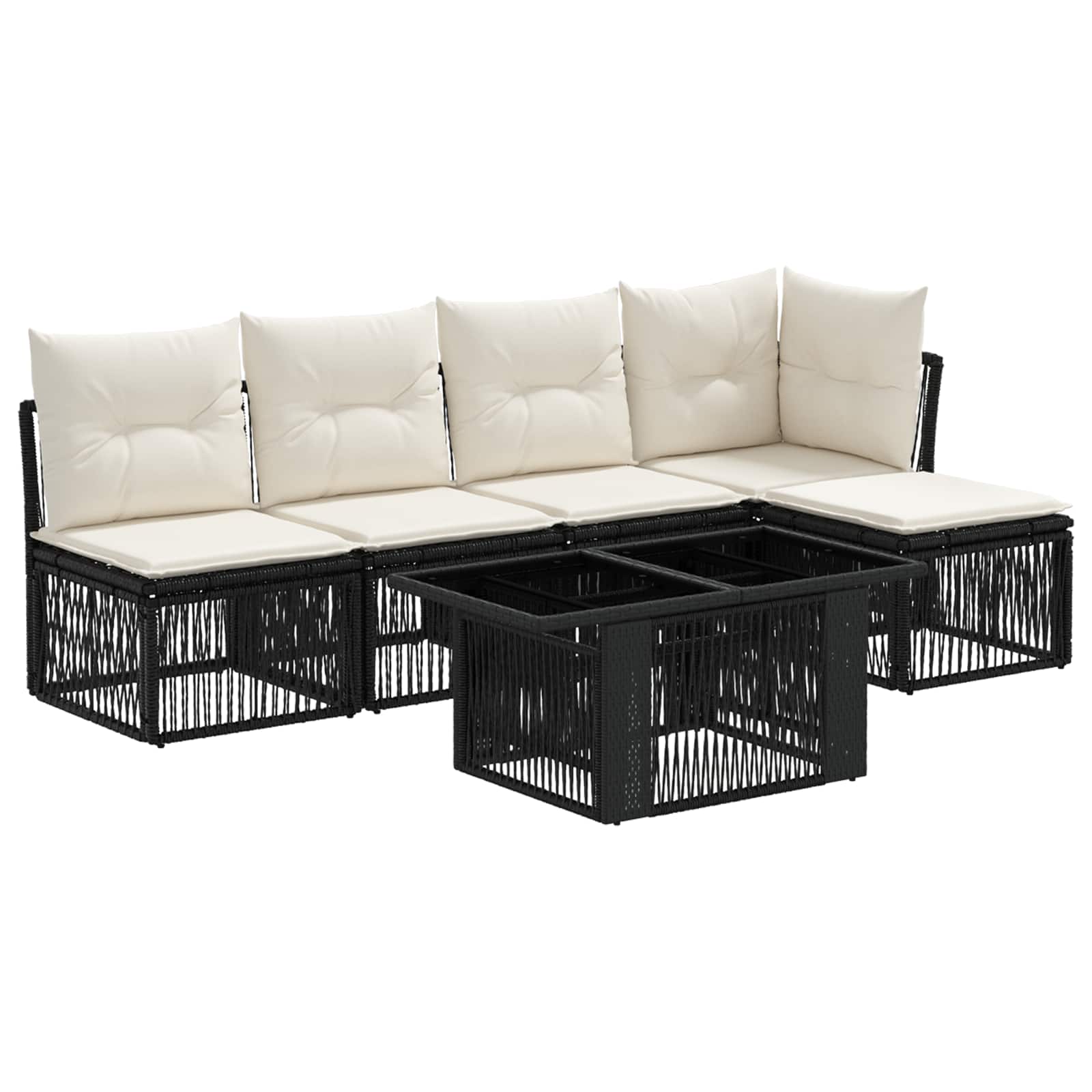 Gartensofa-set 6 stk. Schwarz Poly-Rattan