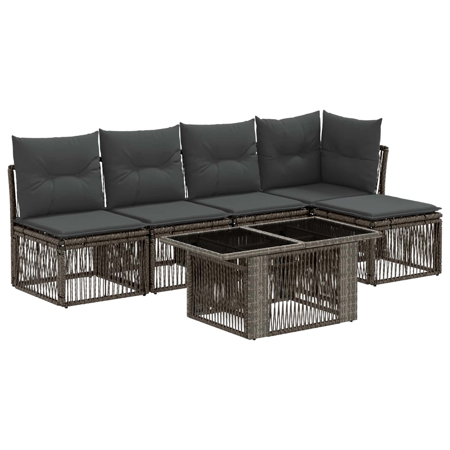 Gartensofa-set 6 stk. Grau Poly-Rattan
