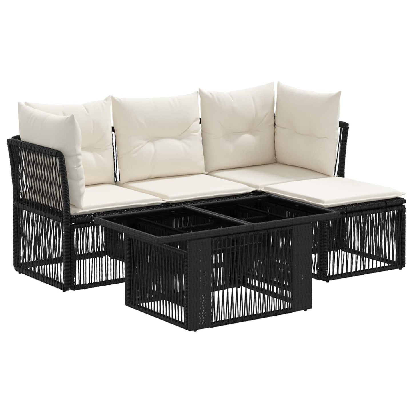 Gartensofa-set 5 stk. Schwarz Poly-Rattan