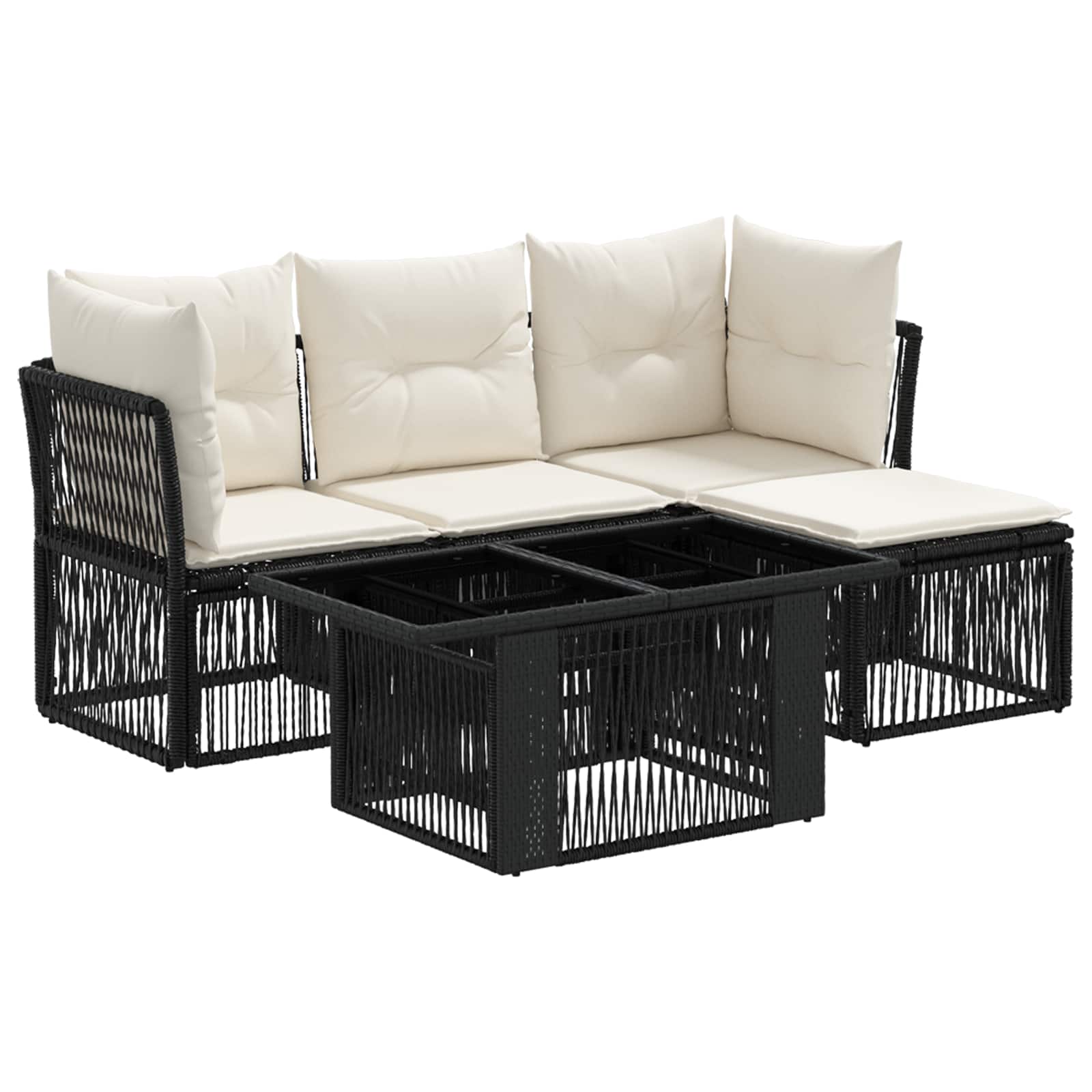 Gartensofa-set 5 stk. Schwarz Poly-Rattan