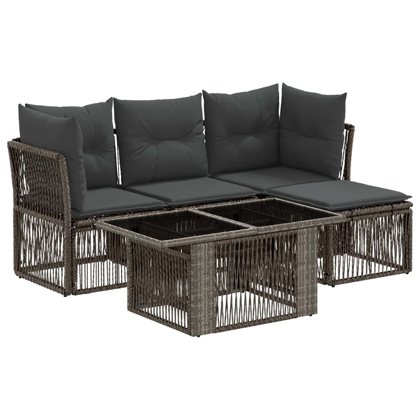 Gartensofa-set 5 stk. Grau Poly-Rattan