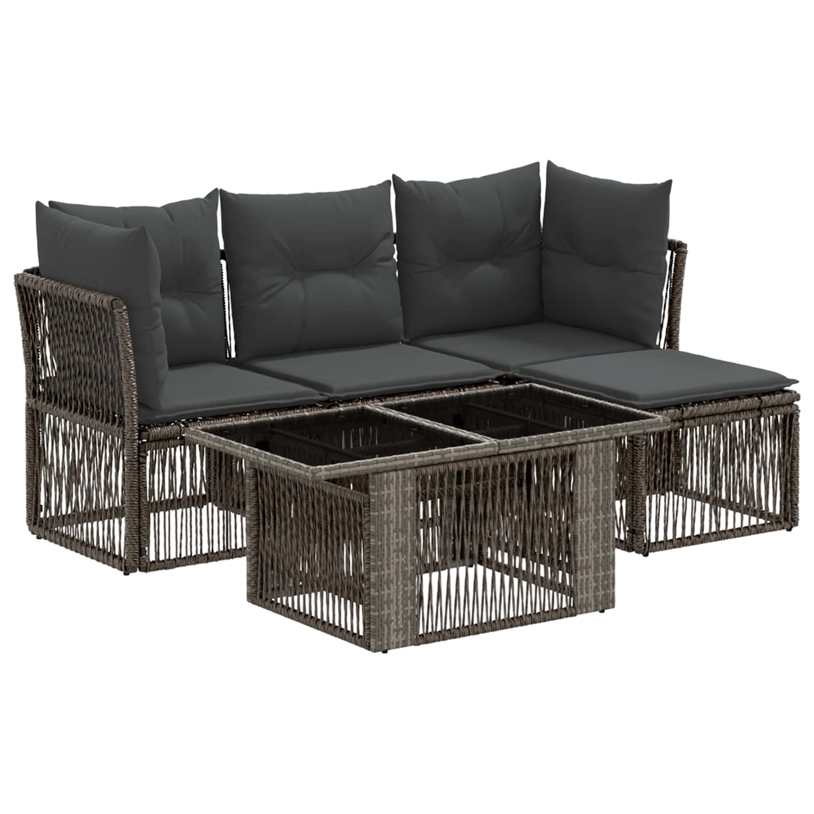 Gartensofa-set 5 stk. Grau Poly-Rattan