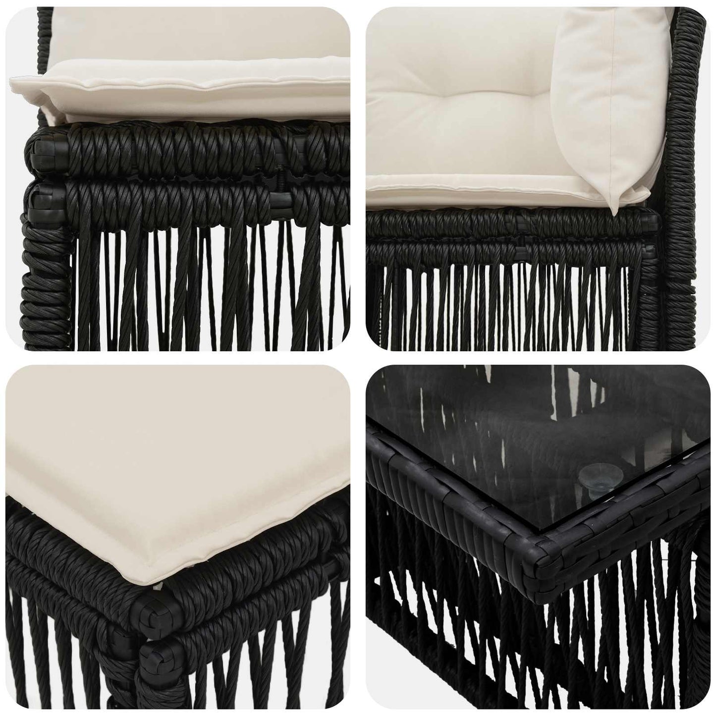 Gartensofa-set 6 stk. Schwarz Poly-Rattan