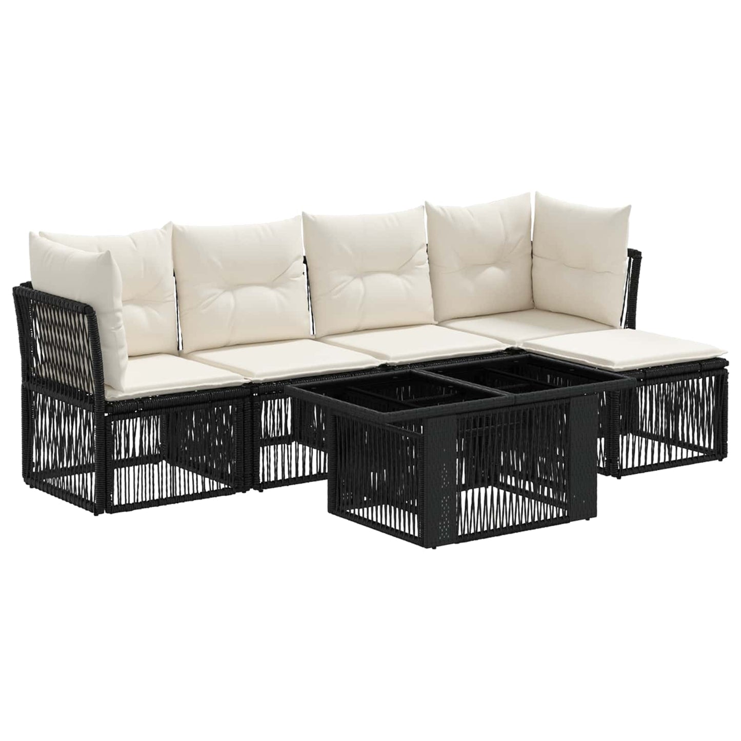 Gartensofa-set 6 stk. Schwarz Poly-Rattan