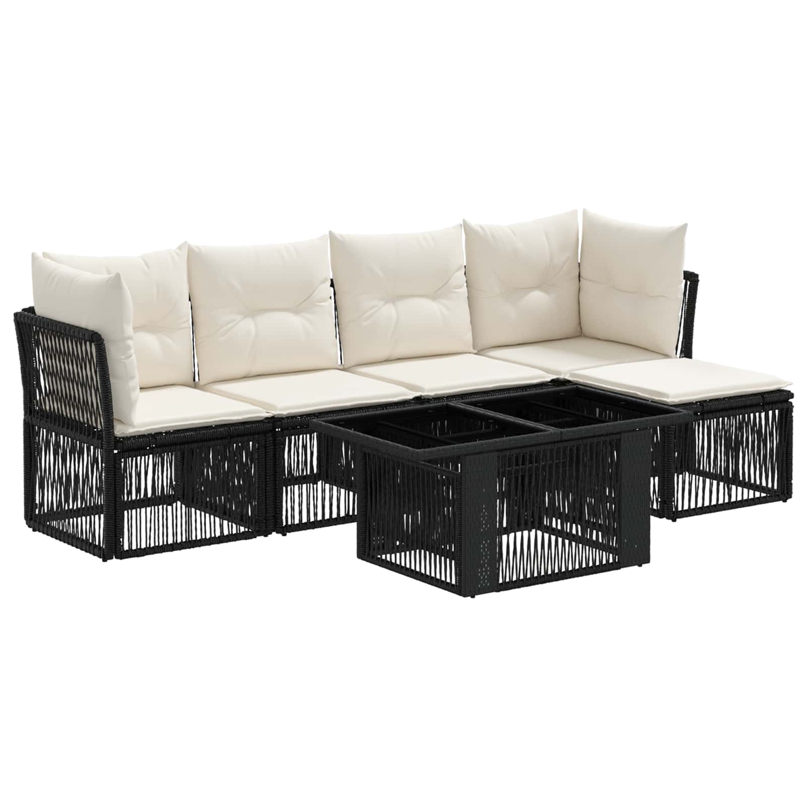 Gartensofa-set 6 stk. Schwarz Poly-Rattan