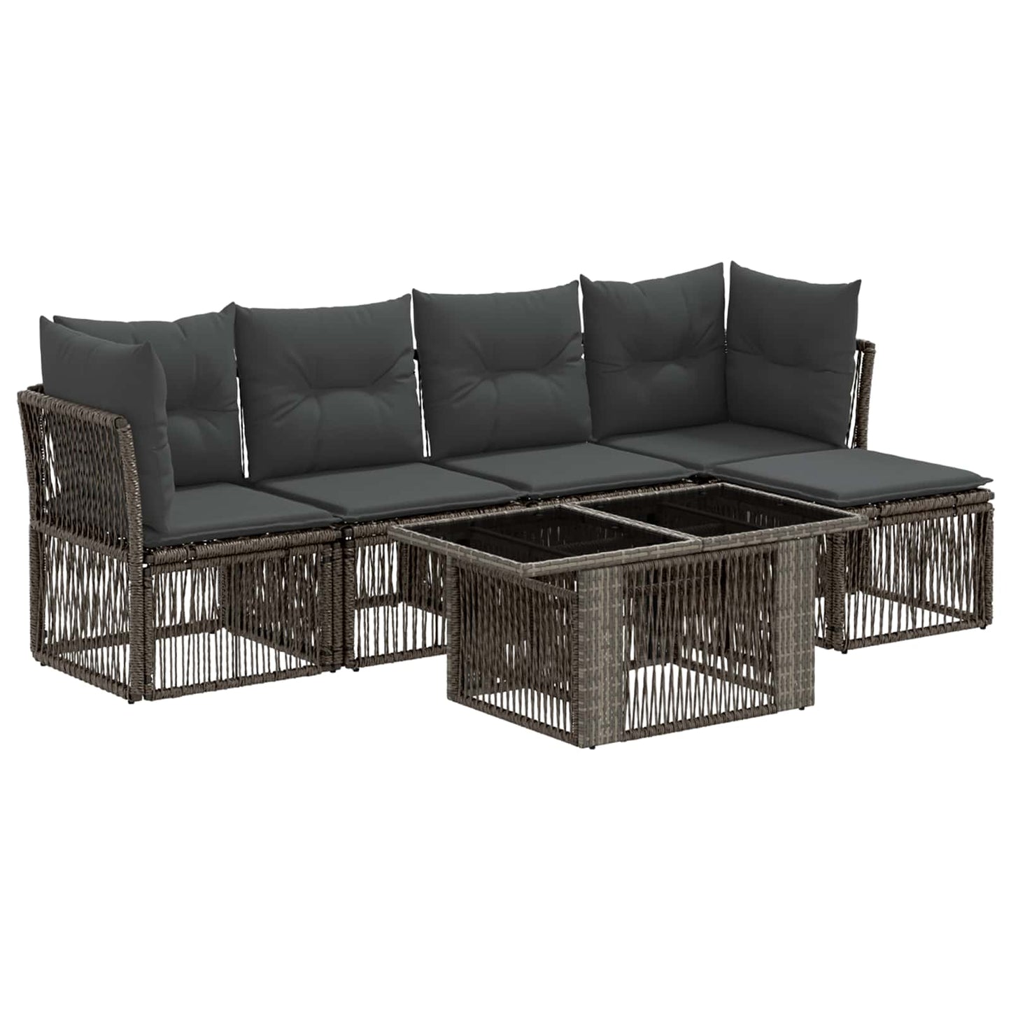 Gartensofa-set 6 stk. Grau Poly-Rattan