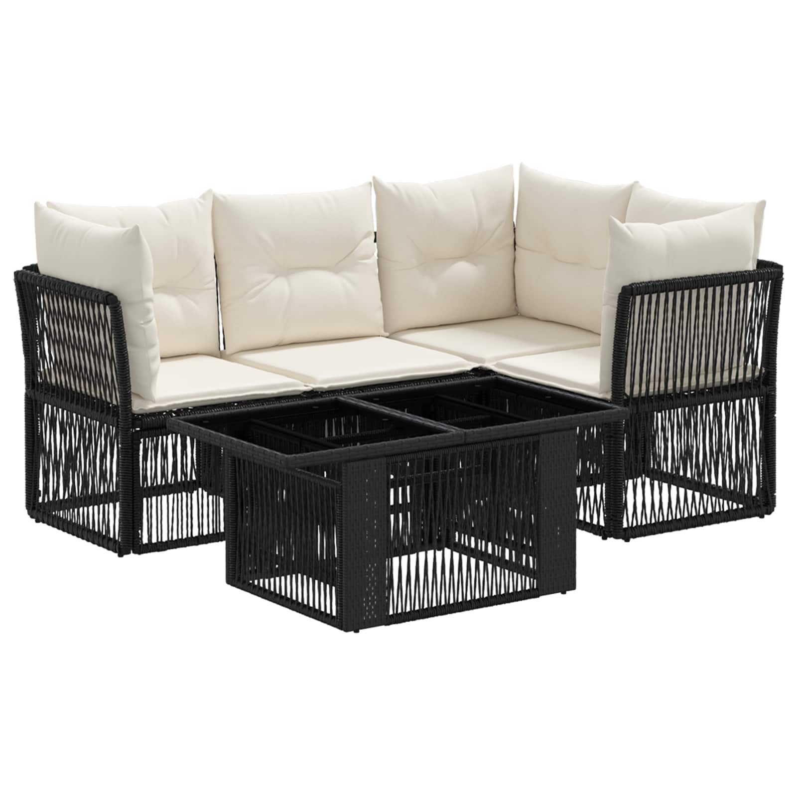Gartensofa-set 5 stk. Schwarz Poly-Rattan
