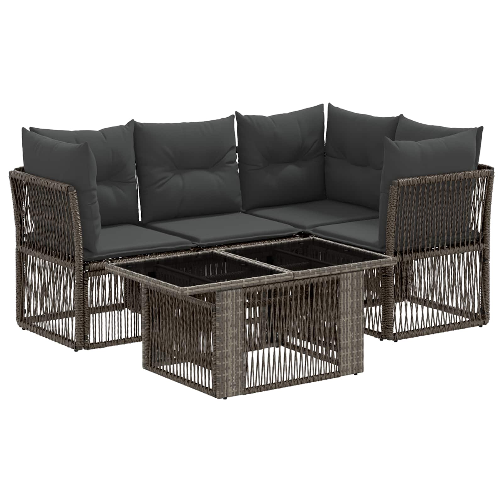 Gartensofa-set 5 stk. Grau Poly-Rattan