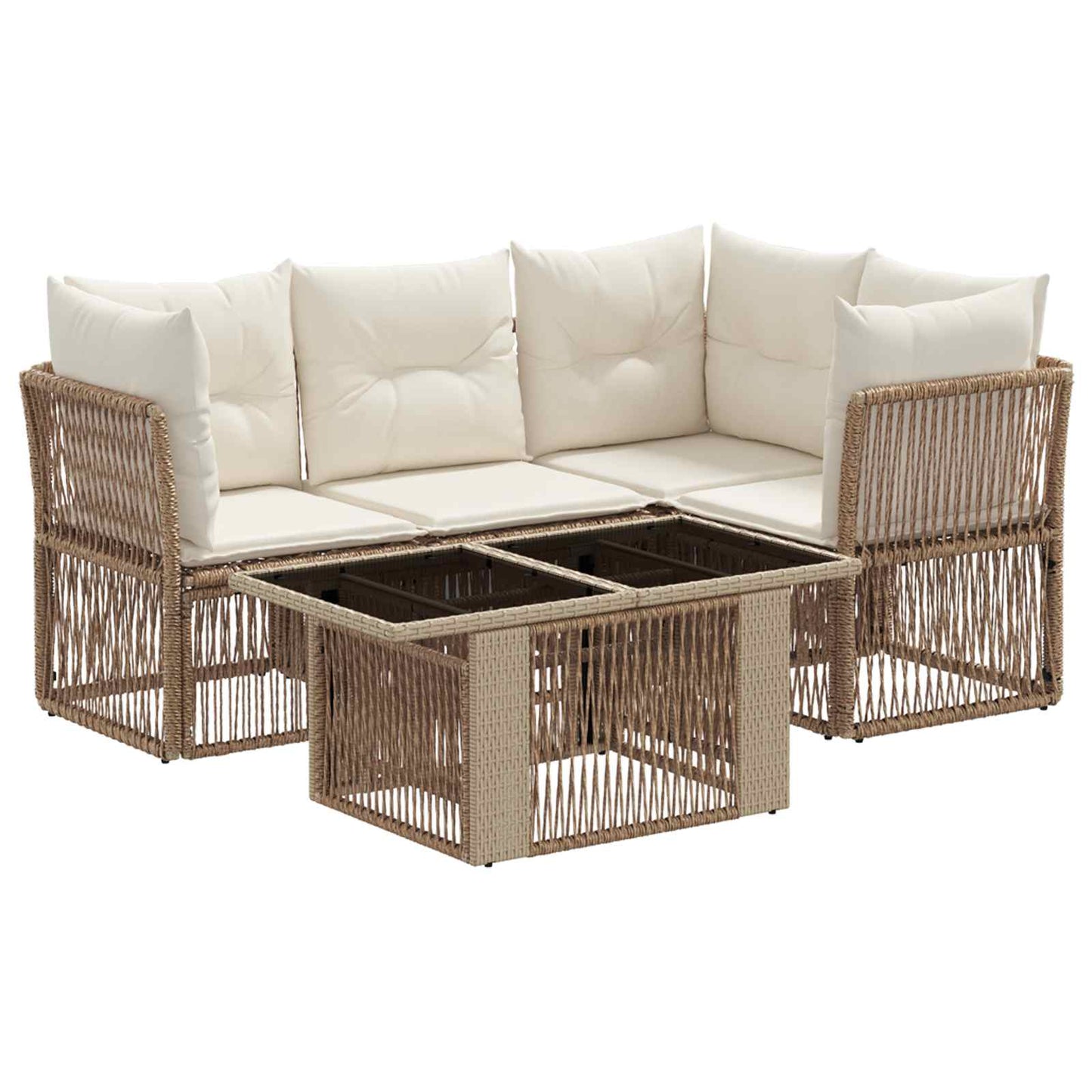 Gartensofa-set 5 stk. Beige Poly-Rattan