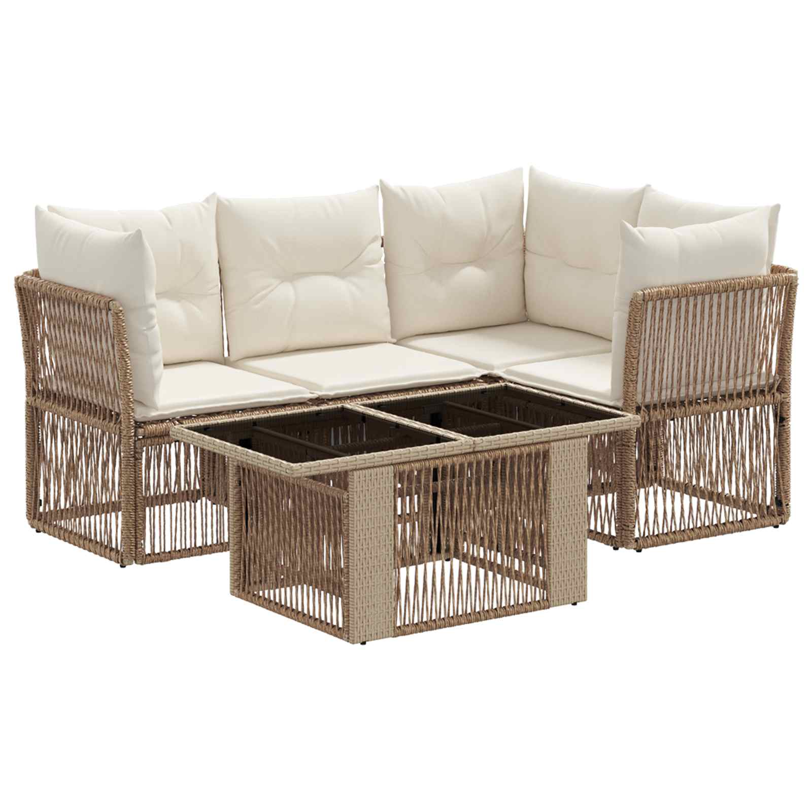 Gartensofa-set 5 stk. Beige Poly-Rattan