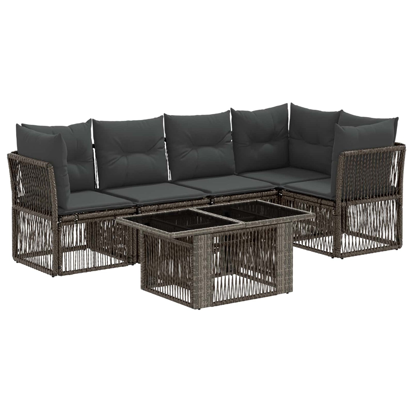 Gartensofa-set 6 stk. Grau Poly-Rattan