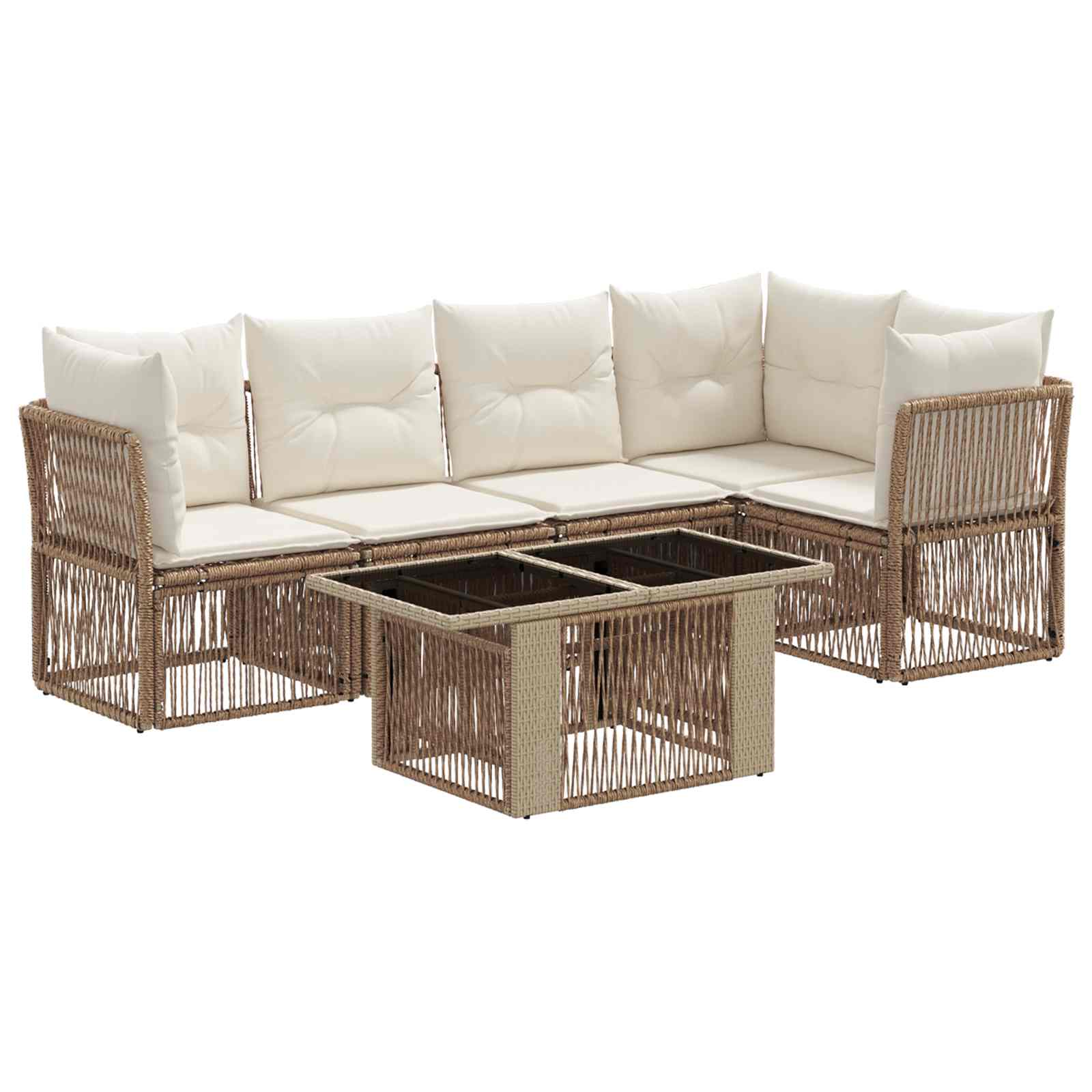 Gartensofa-set 6 stk. Beige Poly-Rattan