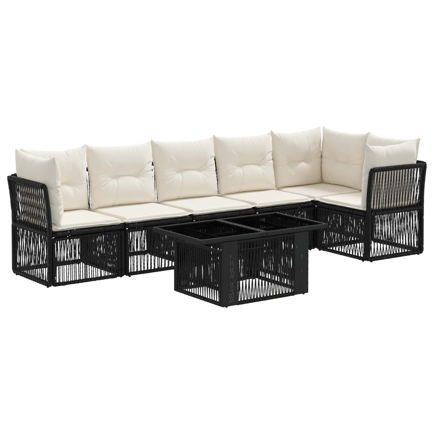 Gartensofa-set 7 stk. Schwarz Poly-Rattan
