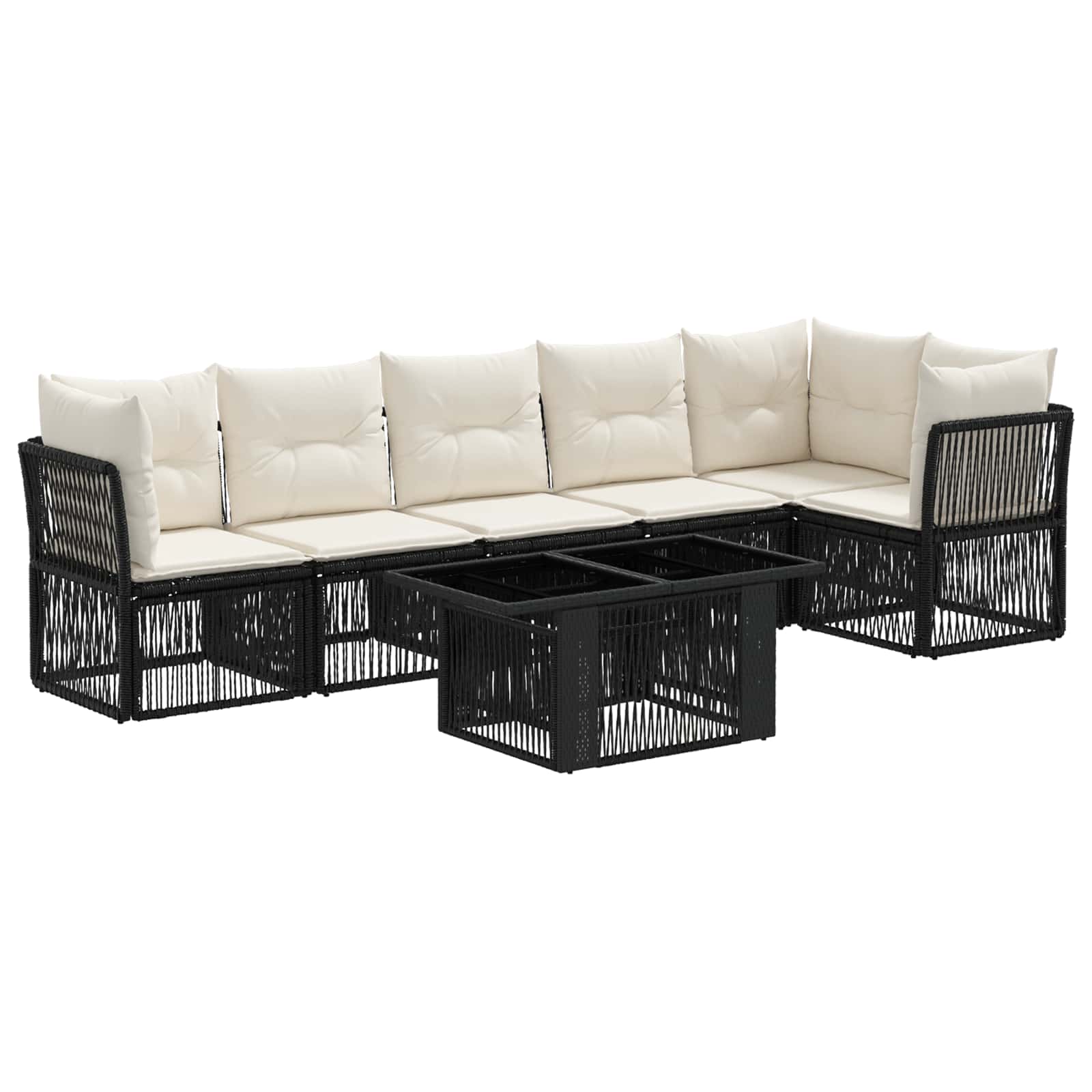 Gartensofa-set 7 stk. Schwarz Poly-Rattan