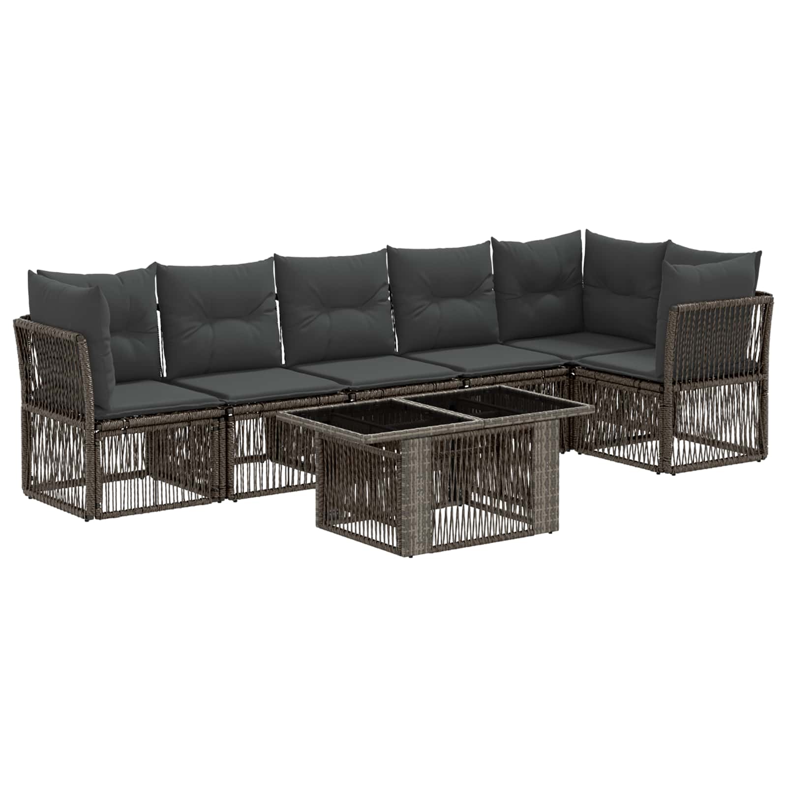 Gartensofa-set 7 stk. Grau Poly-Rattan