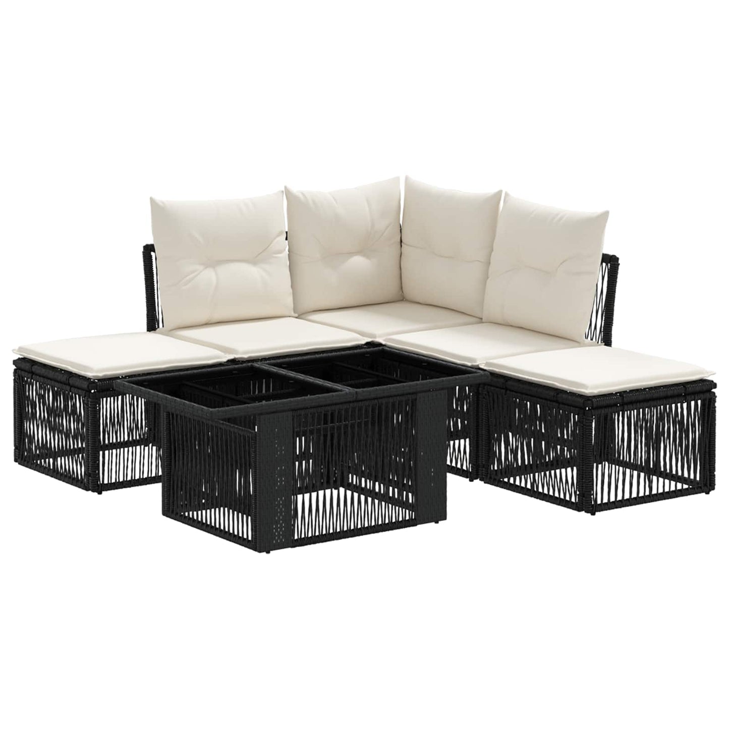 Gartensofa-set 6 stk. Schwarz Poly-Rattan