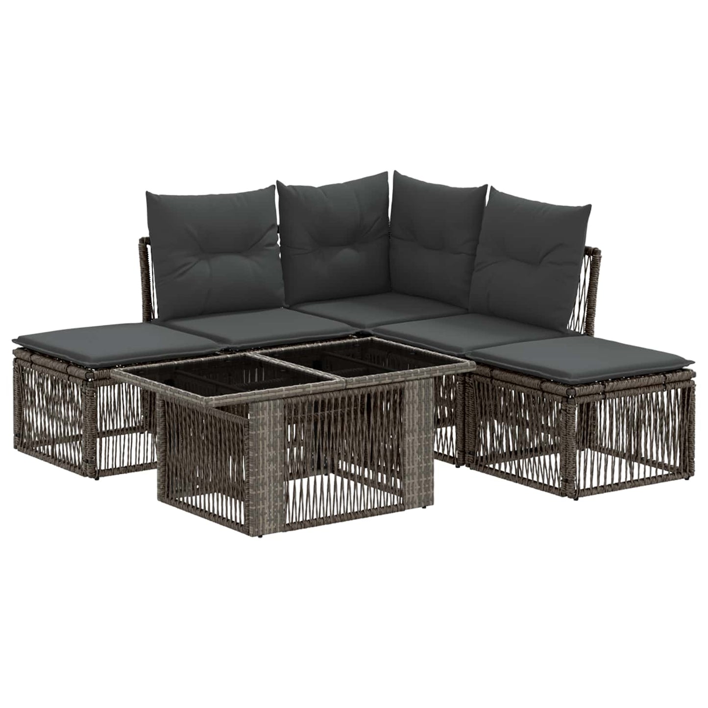 Gartensofa-set 6 stk. Grau Poly-Rattan
