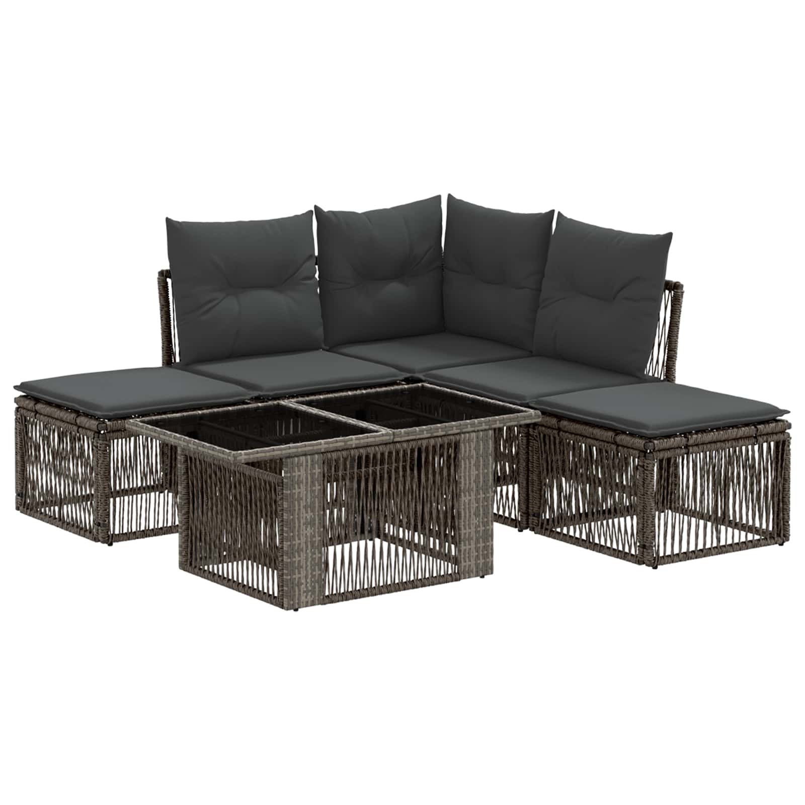 Gartensofa-set 6 stk. Grau Poly-Rattan