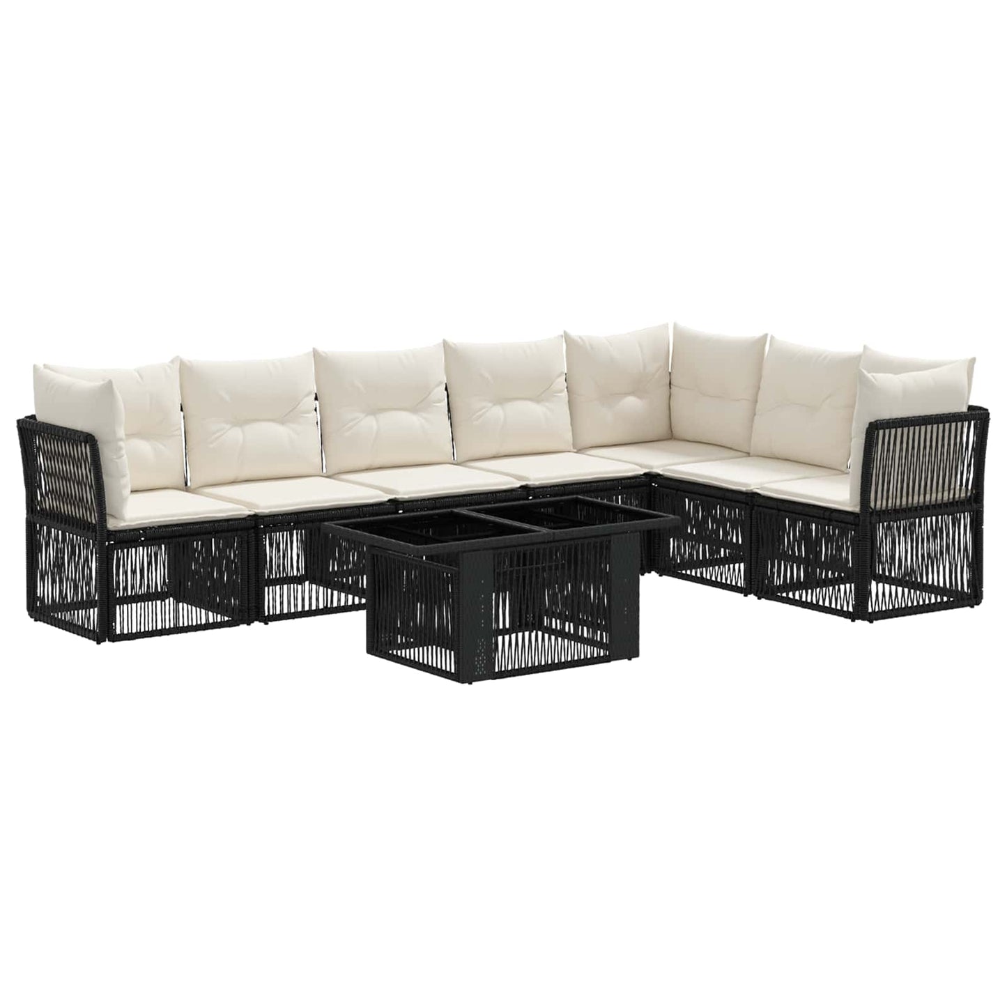 Gartensofa-set 8 stk. Schwarz Poly-Rattan
