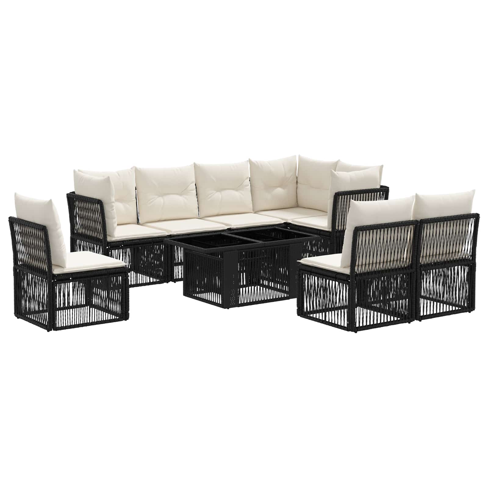 Gartensofa-set 9 stk. Schwarz Poly-Rattan
