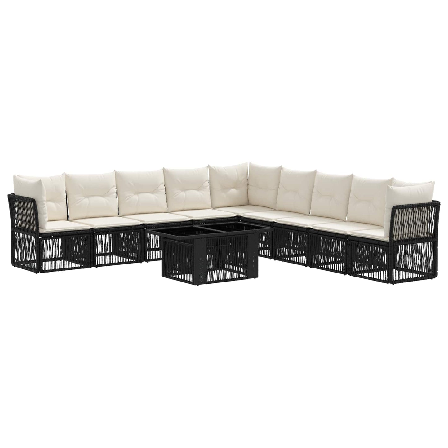 Gartensofa-set 10 stk. Schwarz Poly-Rattan