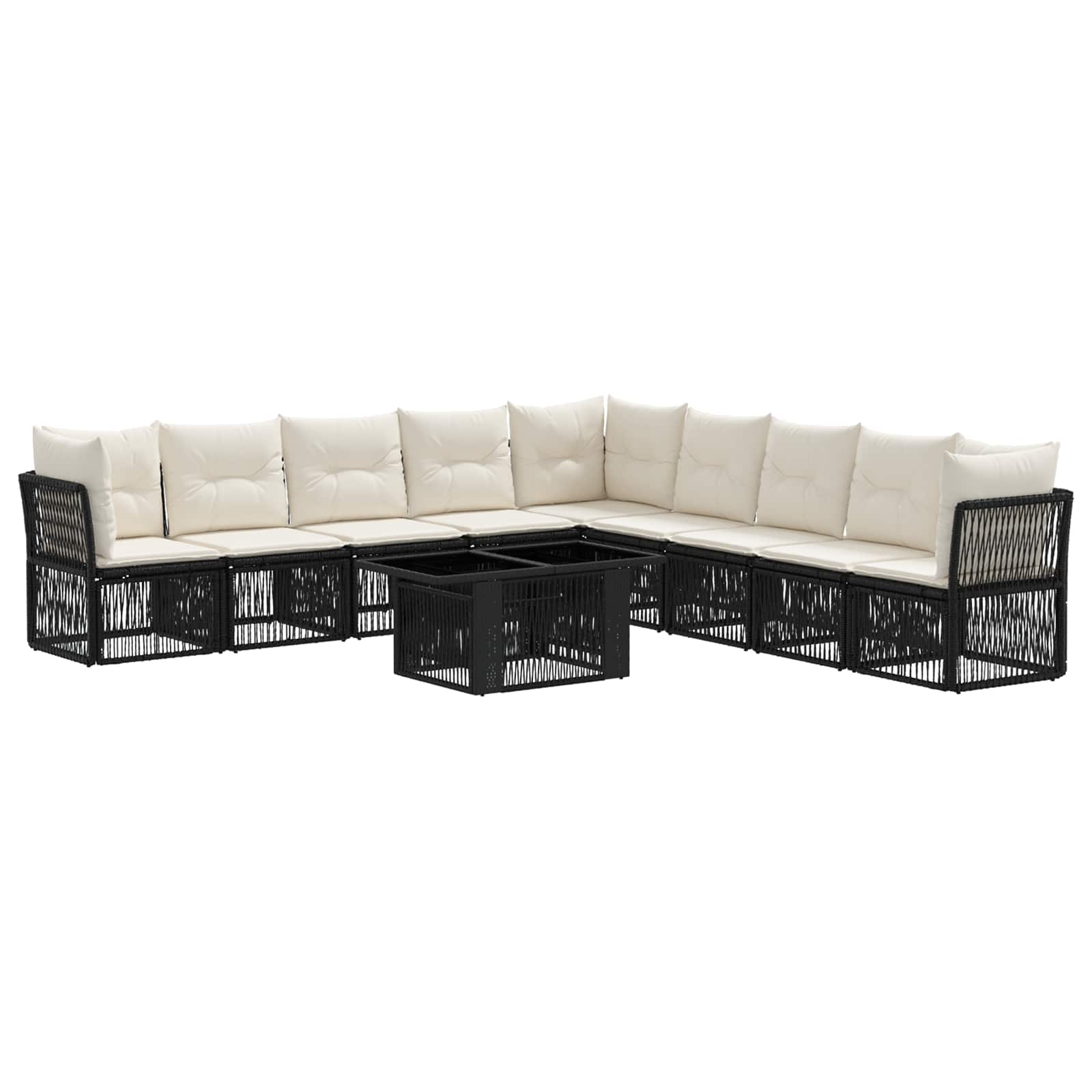 Gartensofa-set 10 stk. Schwarz Poly-Rattan
