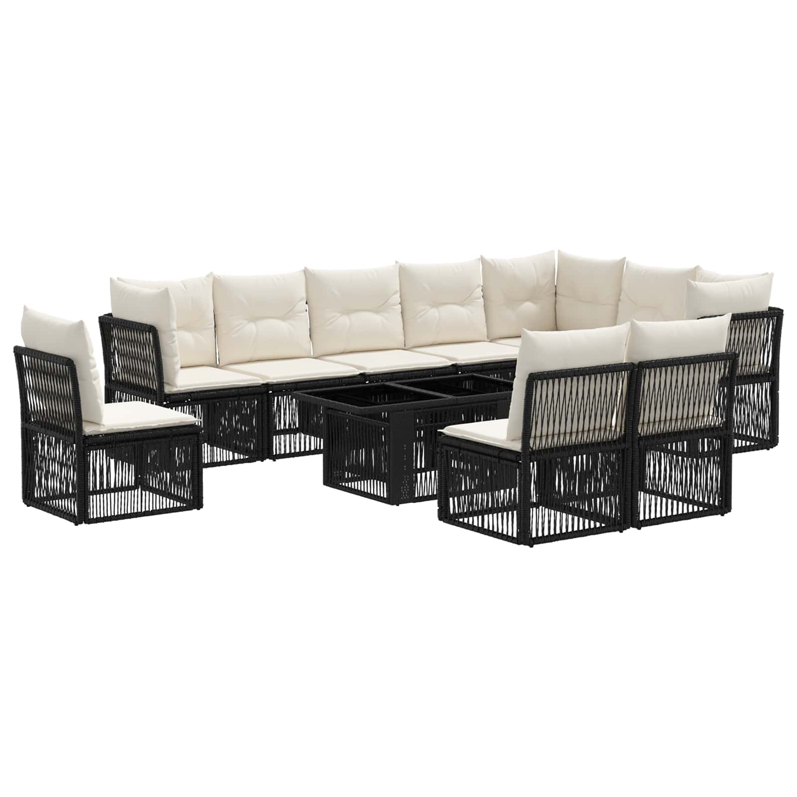 Gartensofa-set 11 stk. Schwarz Poly-Rattan