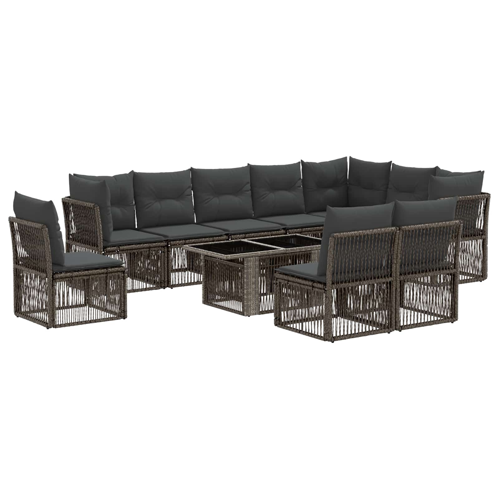 Gartensofa-set 11 stk. Grau Poly-Rattan