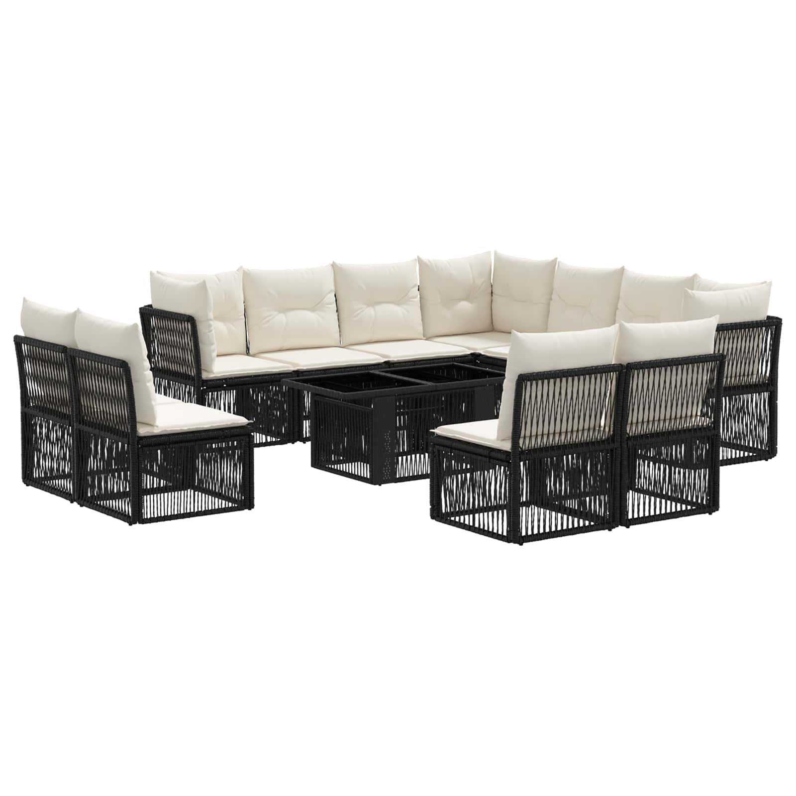 Gartensofa-set 12 stk. Schwarz Poly-Rattan