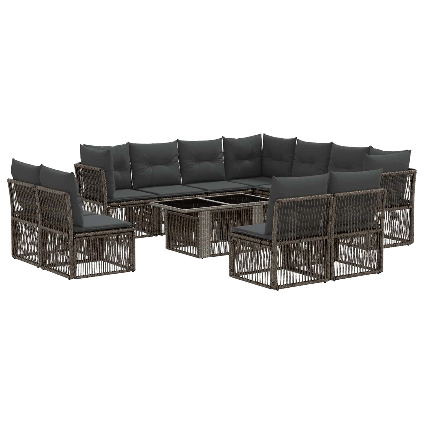 Gartensofa-set 12 stk. Grau Poly-Rattan