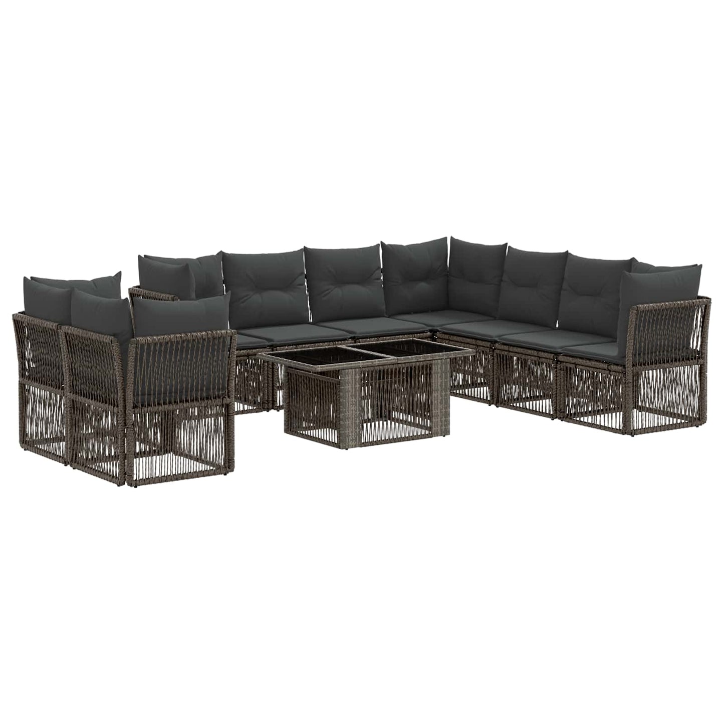 Gartensofa-set 10 stk. Grau Poly-Rattan