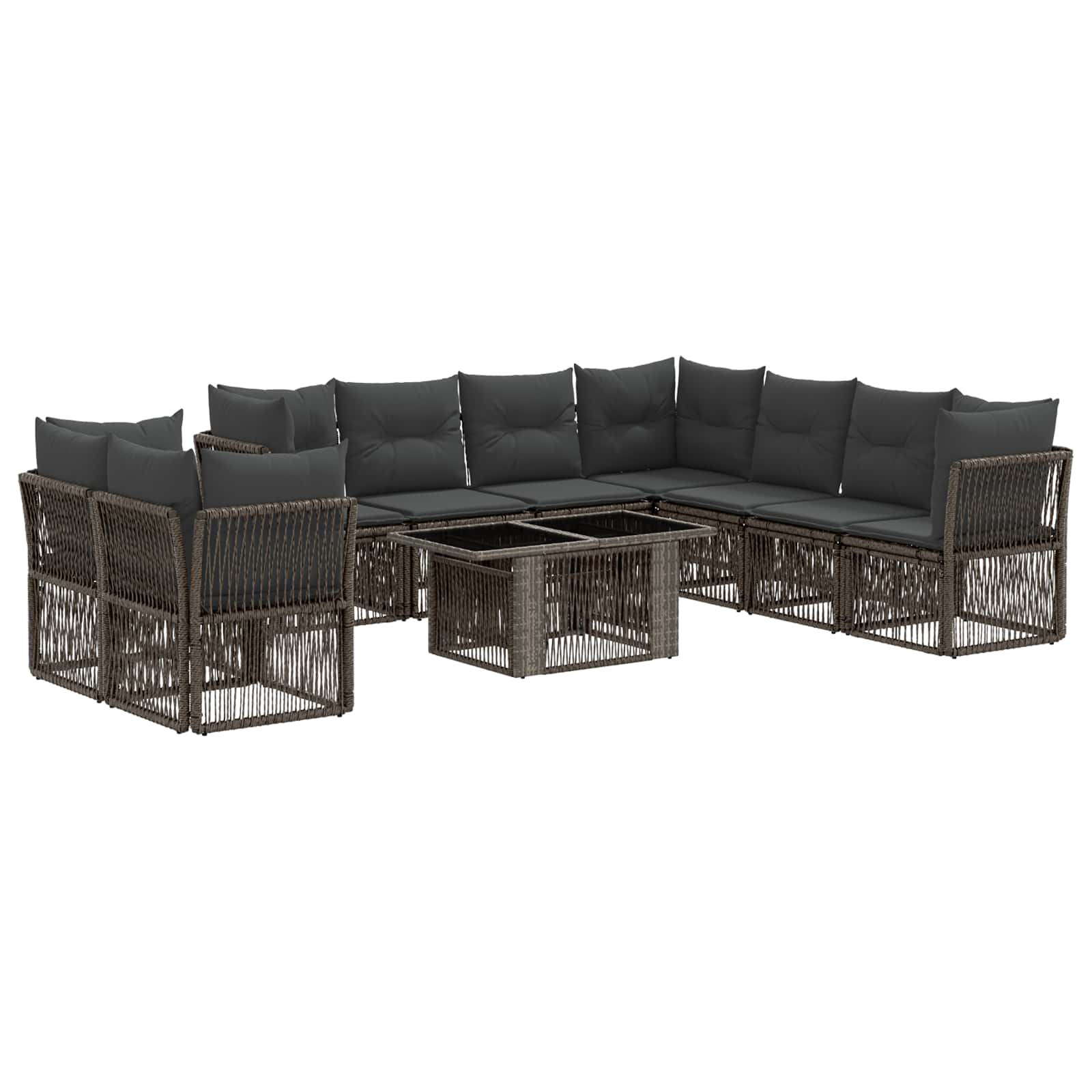 Gartensofa-set 10 stk. Grau Poly-Rattan
