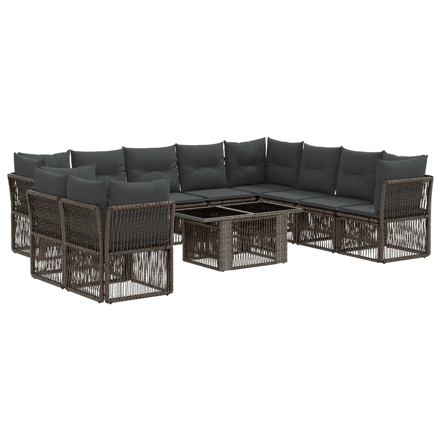 Gartensofa-set 11 stk. Grau Poly-Rattan