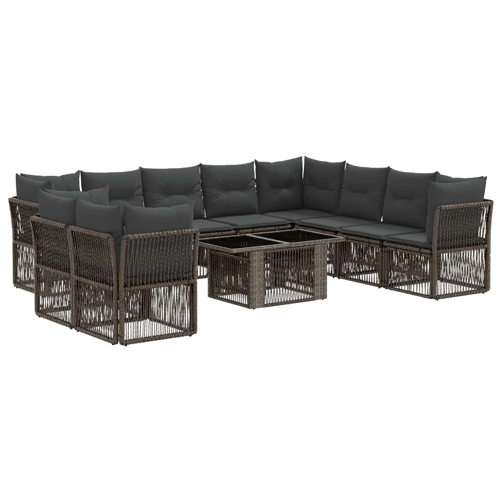 Gartensofa-set 11 stk. Grau Poly-Rattan