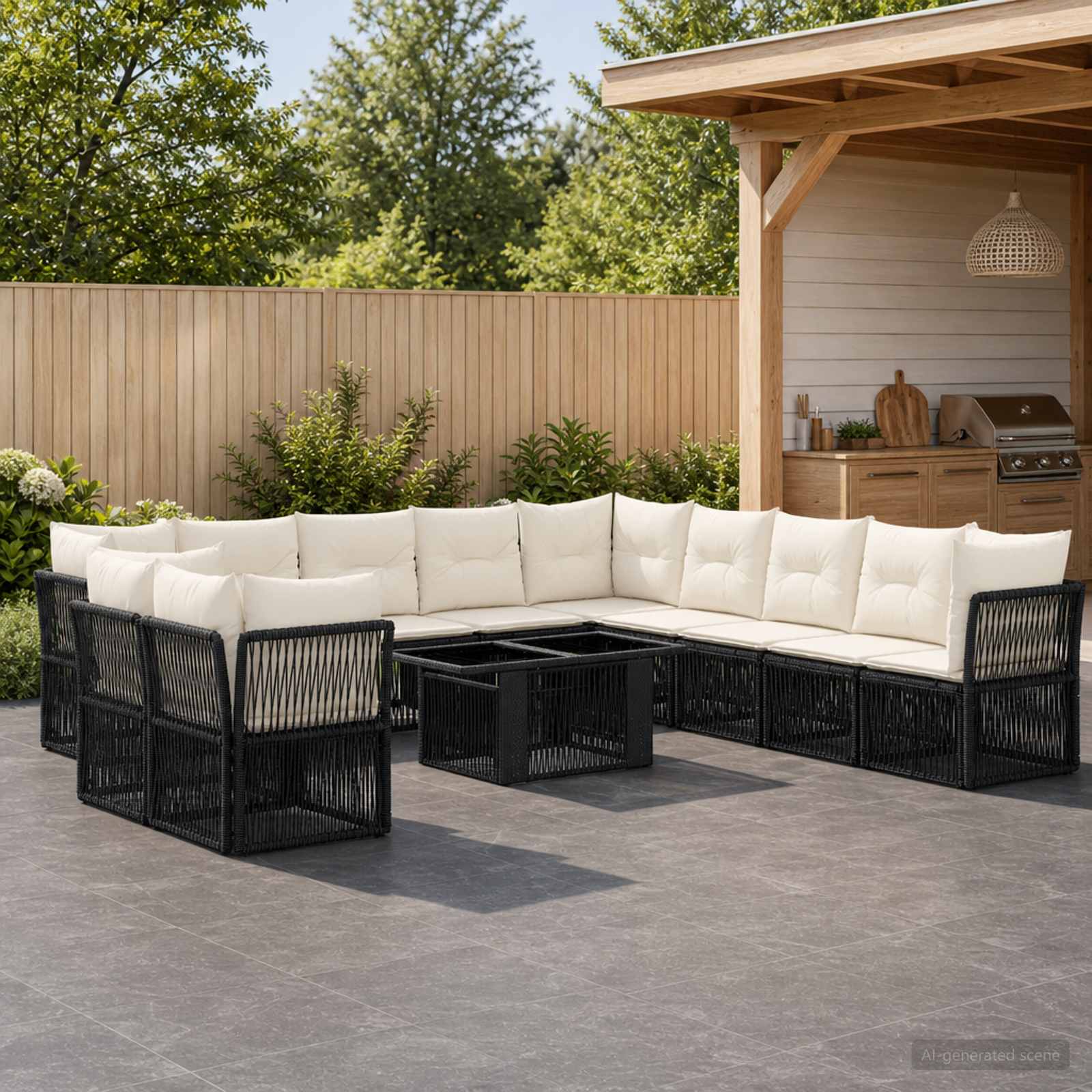 Gartensofa-set 12 stk. Schwarz Poly-Rattan