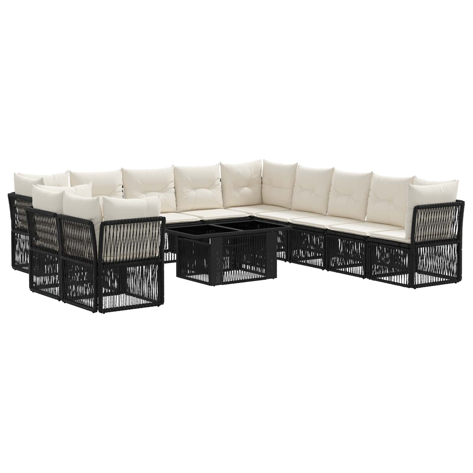 Gartensofa-set 12 stk. Schwarz Poly-Rattan