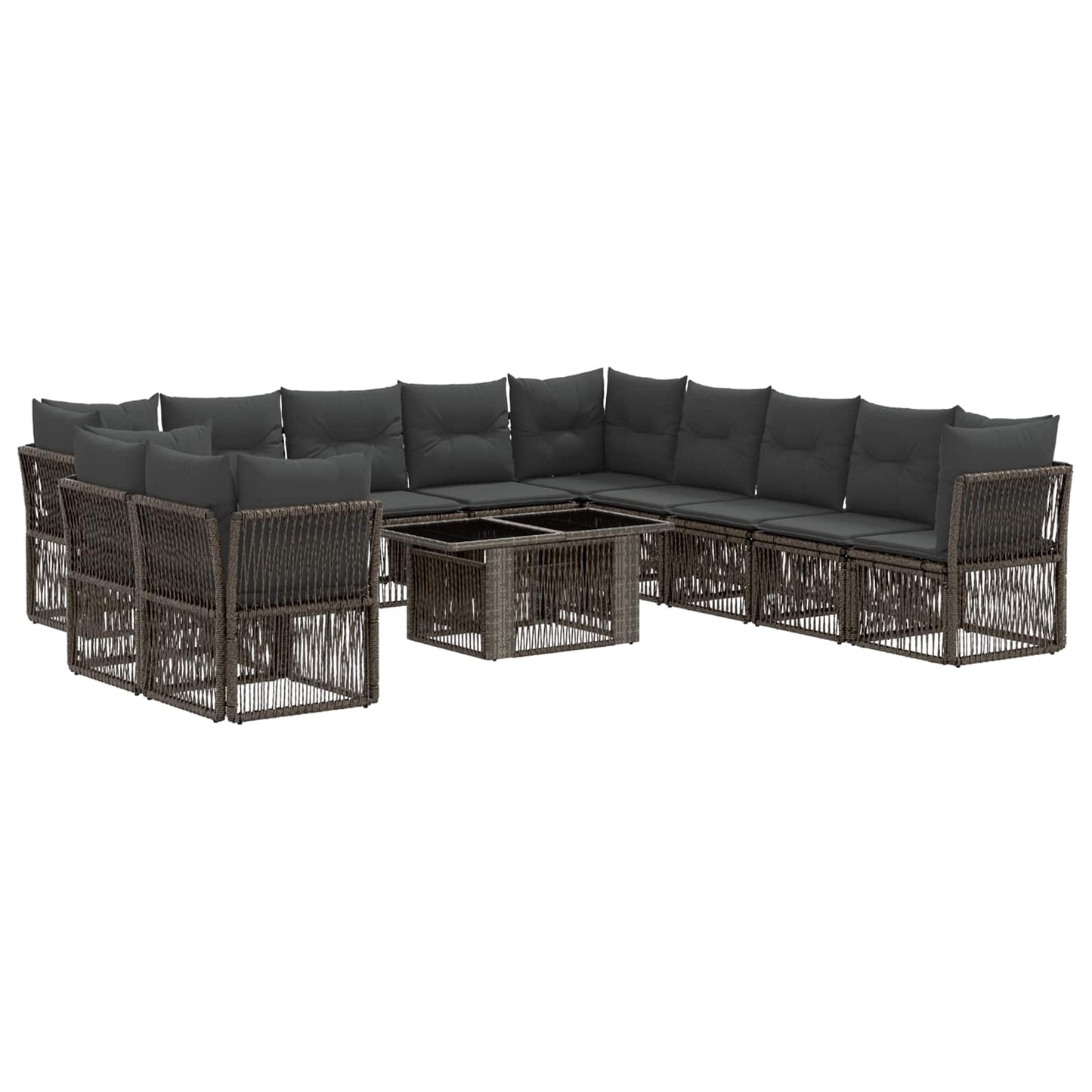 Gartensofa-set 12 stk. Grau Poly-Rattan