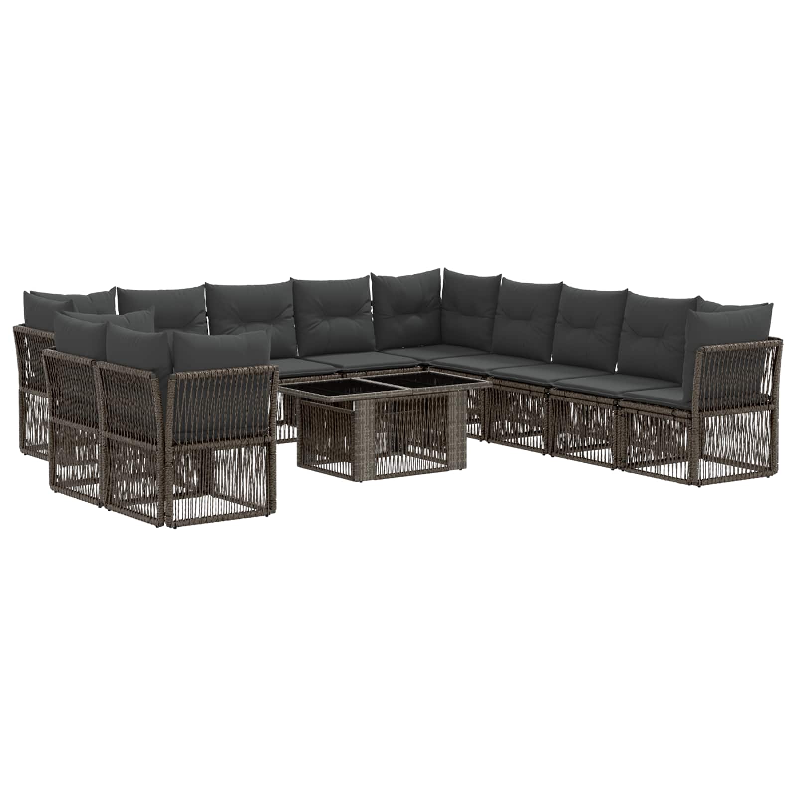 Gartensofa-set 12 stk. Grau Poly-Rattan
