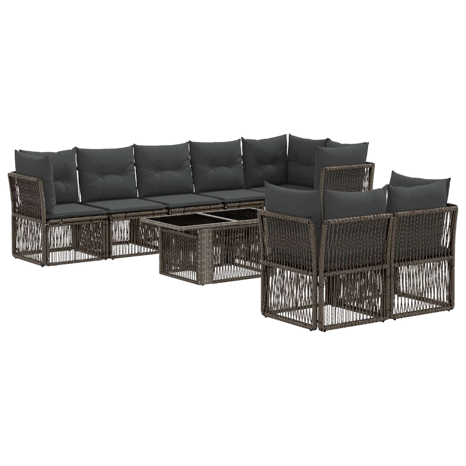 Gartensofa-set 8 stk. Grau Poly-Rattan