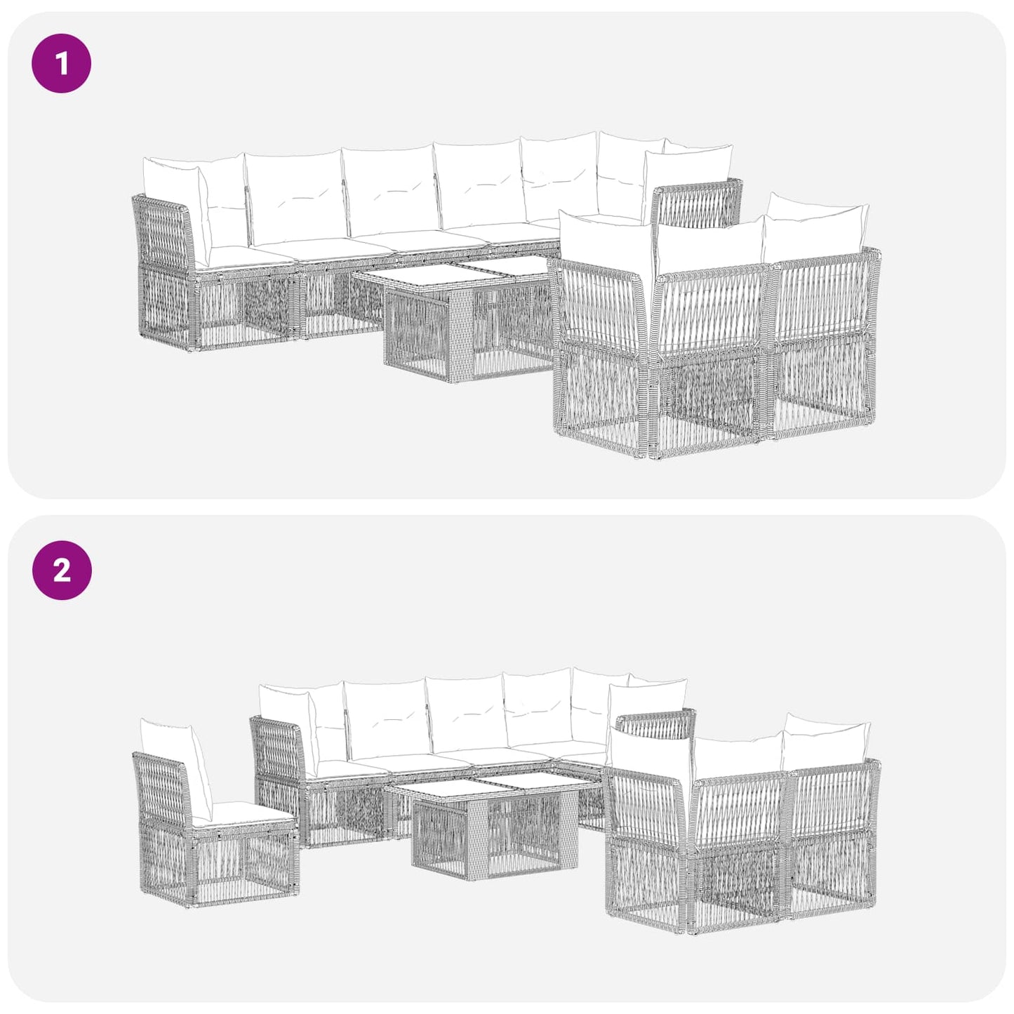 Gartensofa-set 8 stk. Grau Poly-Rattan
