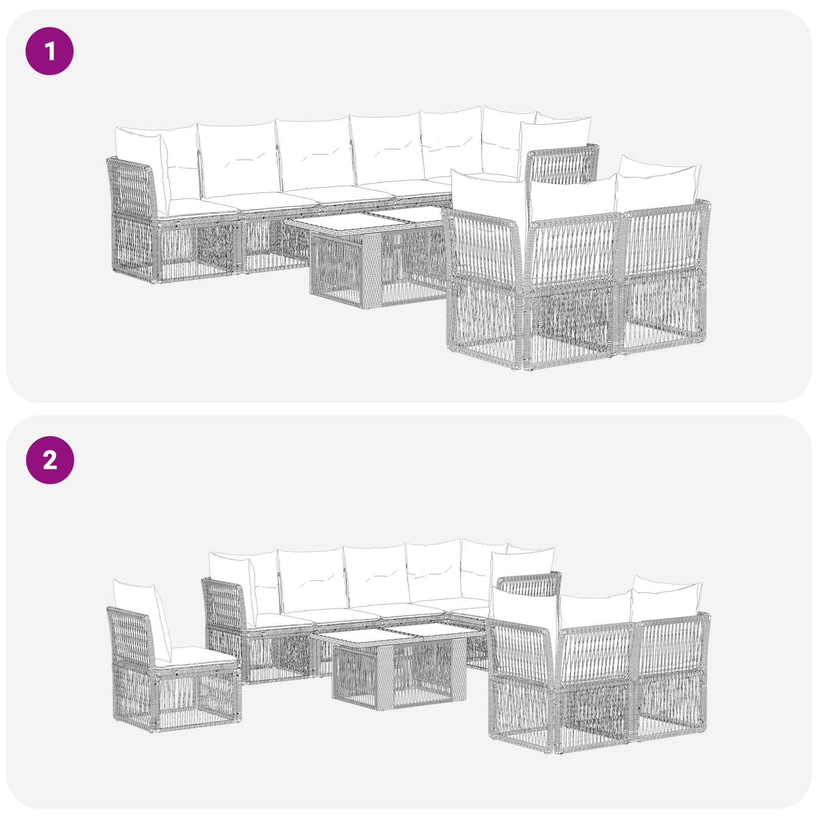 Gartensofa-set 8 stk. Grau Poly-Rattan