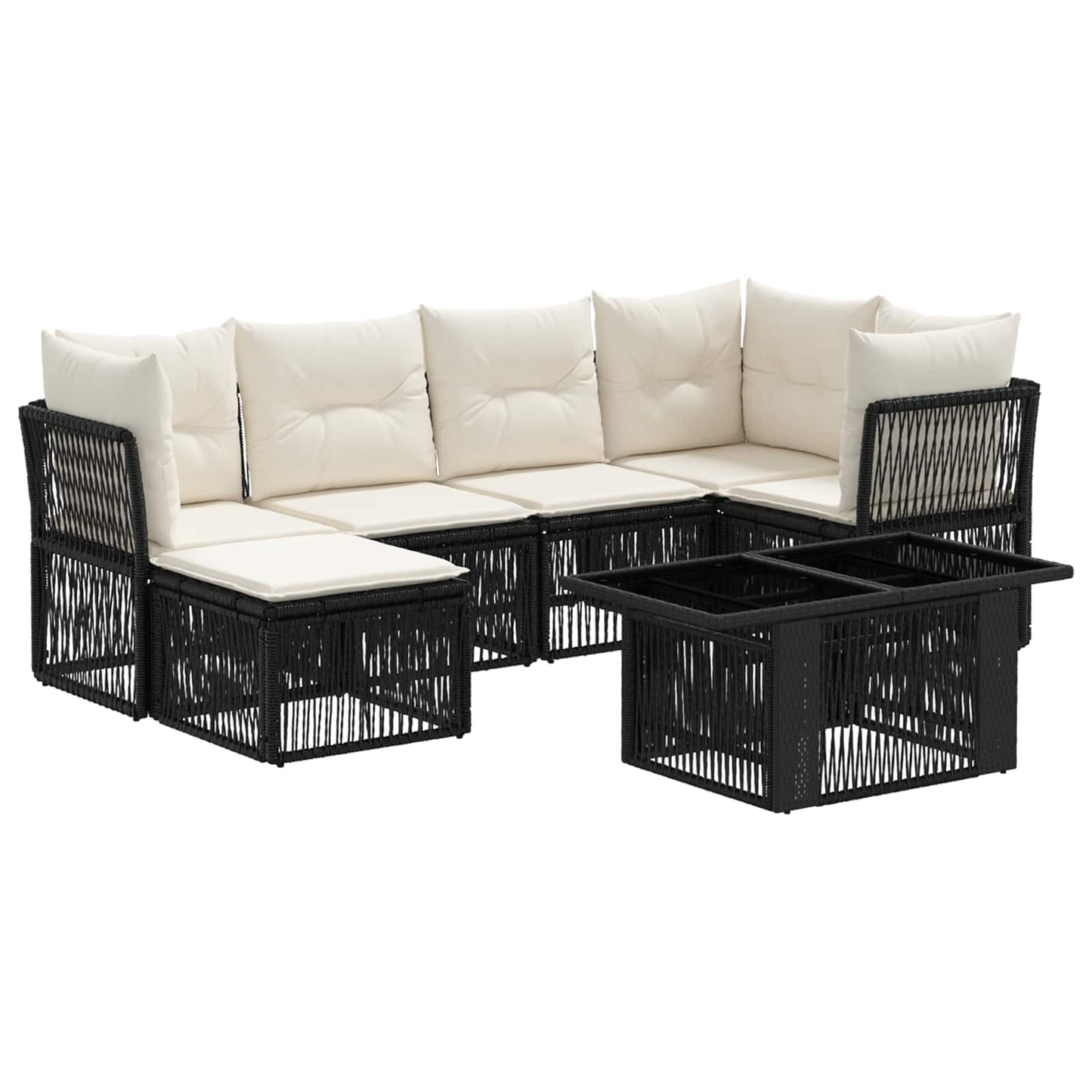 Gartensofa-set 7 stk. Schwarz Poly-Rattan