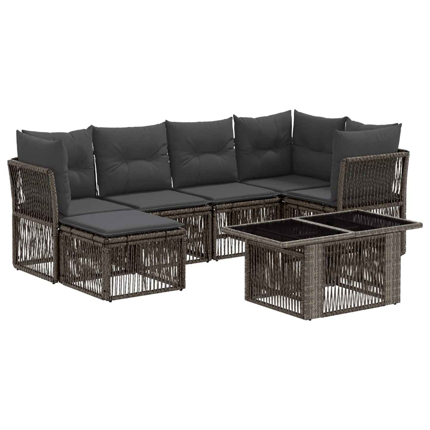 Gartensofa-set 7 stk. Grau Poly-Rattan