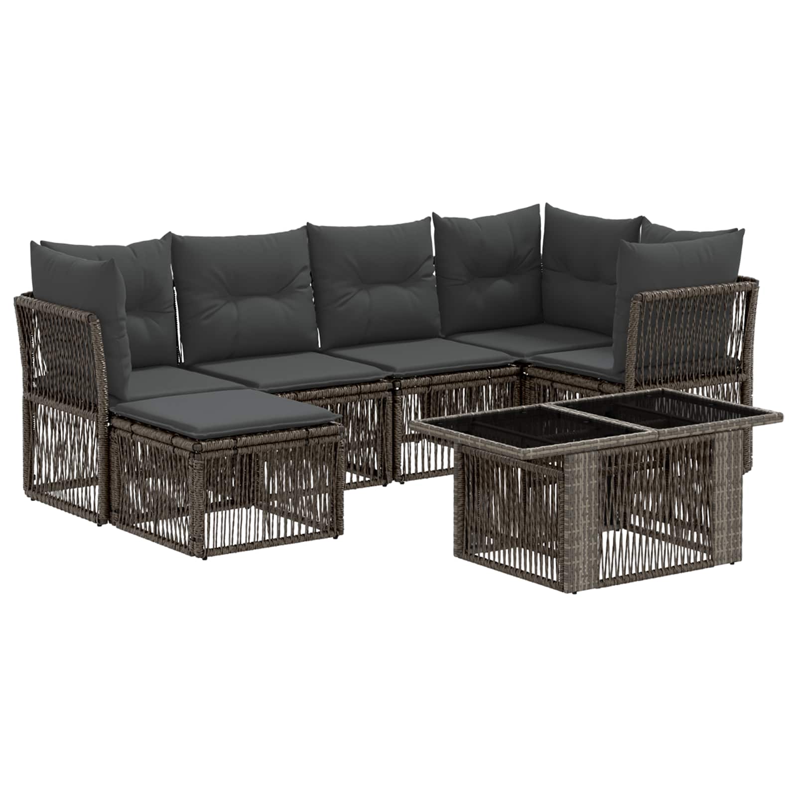 Gartensofa-set 7 stk. Grau Poly-Rattan