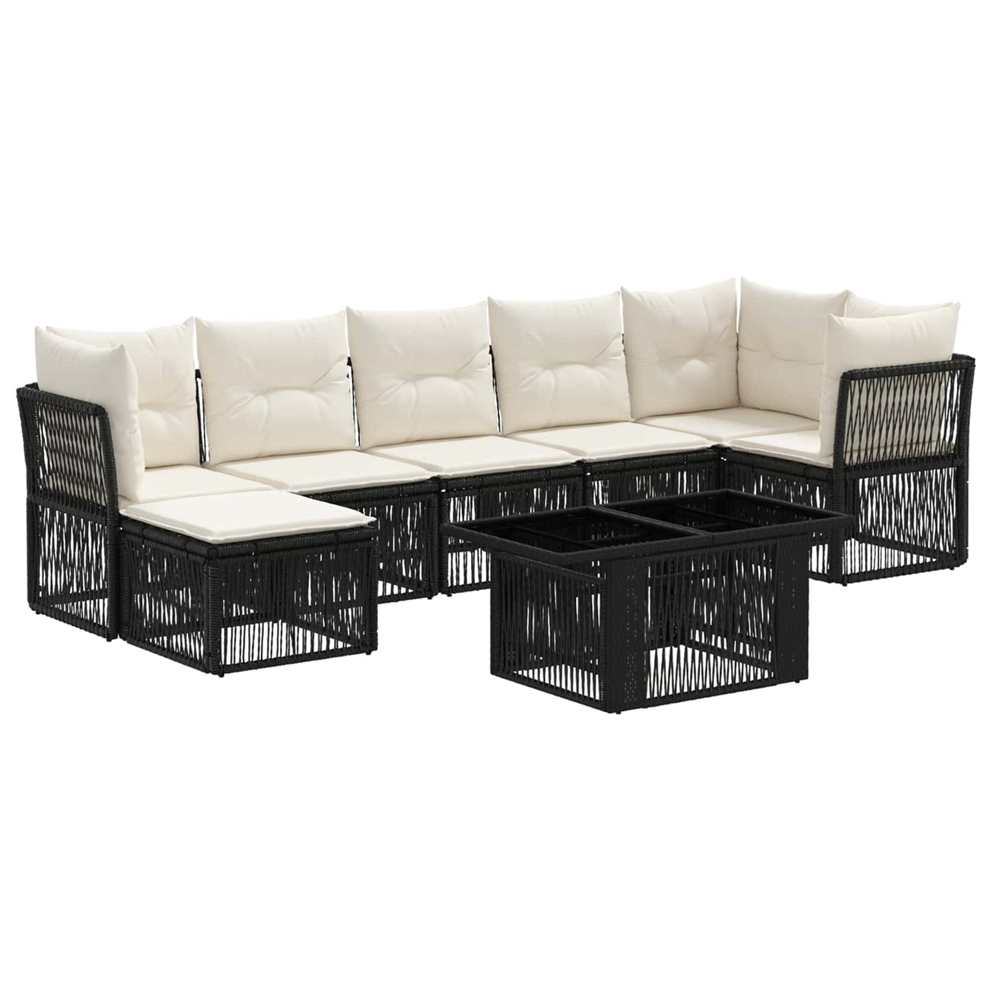 Gartensofa-set 8 stk. Schwarz Poly-Rattan