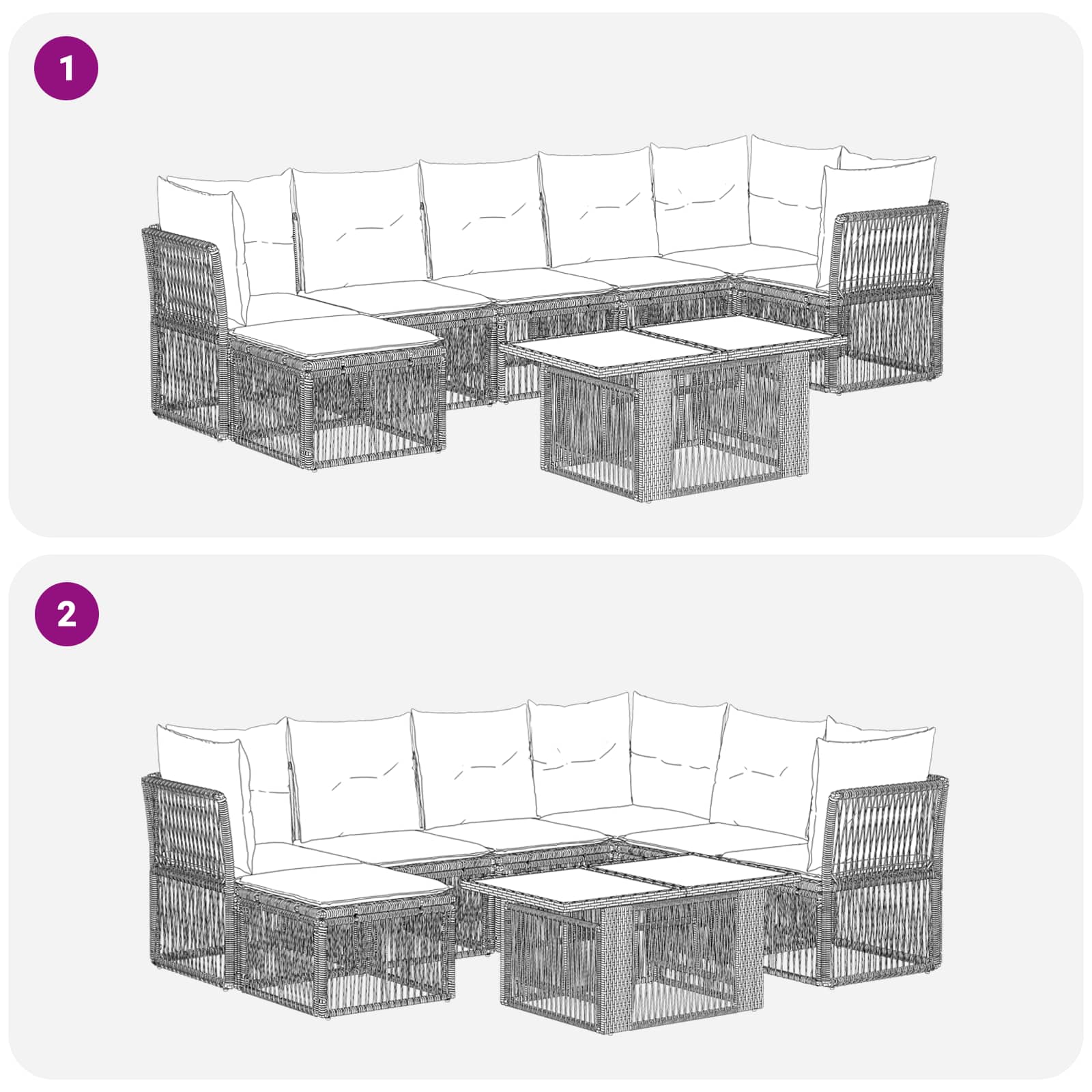 Gartensofa-set 8 stk. Schwarz Poly-Rattan