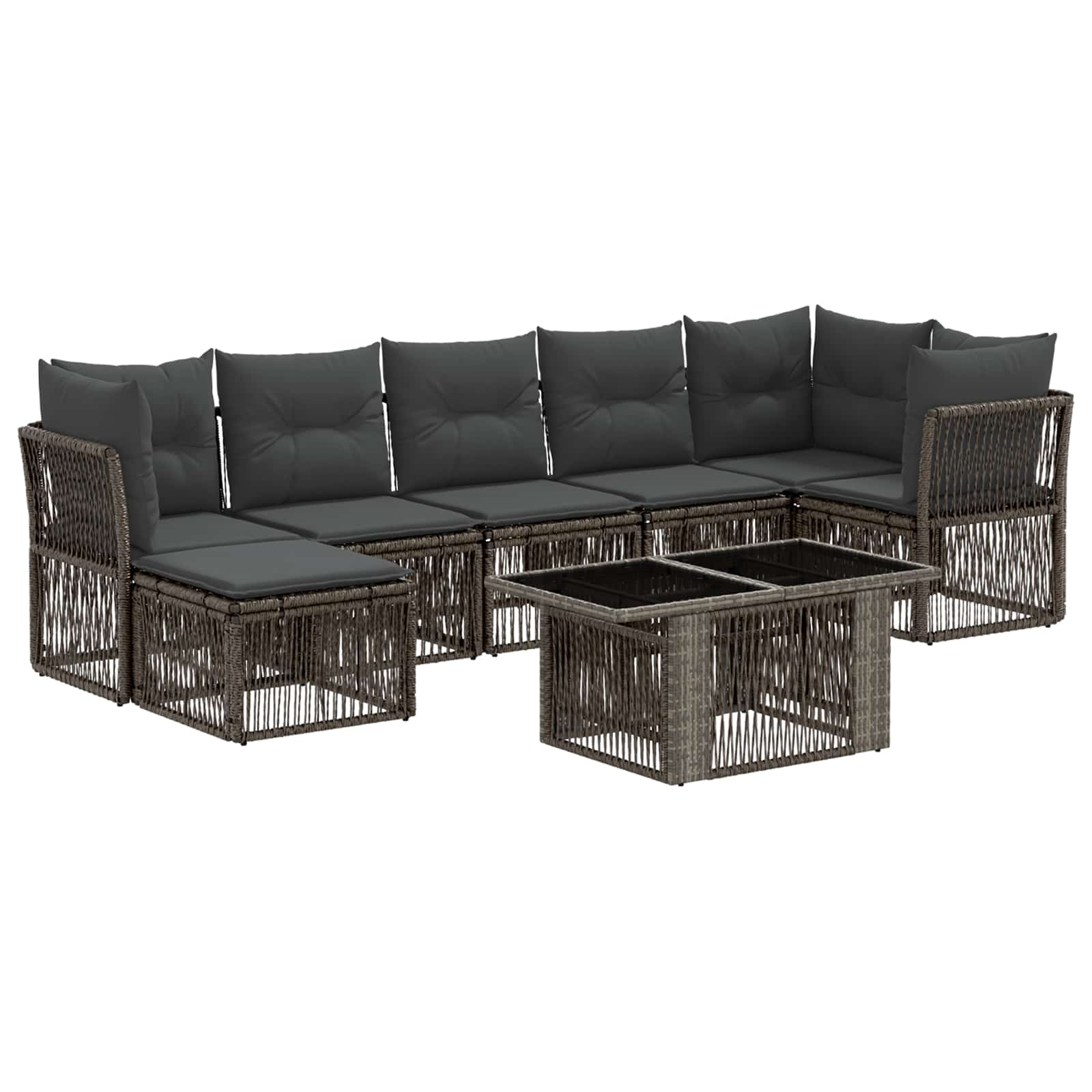 Gartensofa-set 8 stk. Grau Poly-Rattan