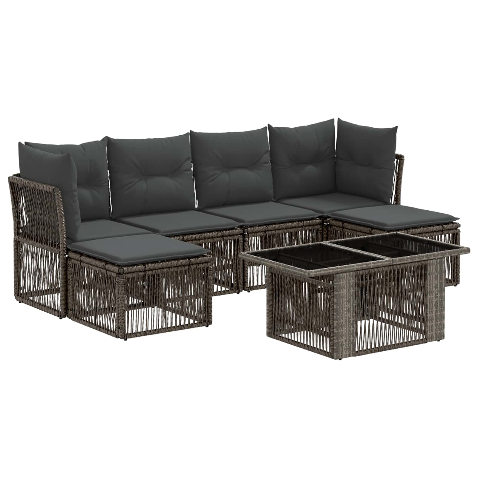 Gartensofa-set 7 stk. Grau Poly-Rattan
