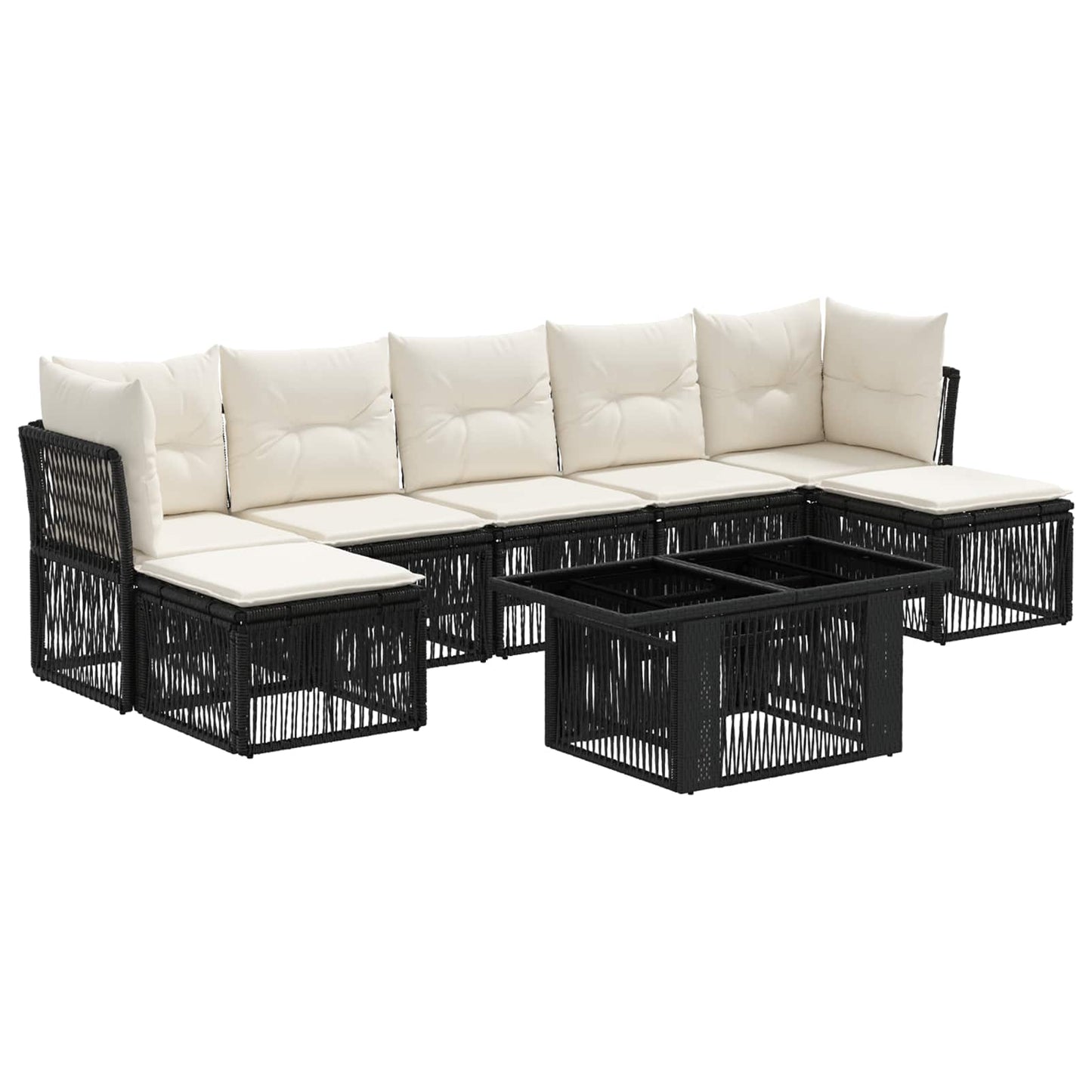 Gartensofa-set 8 stk. Schwarz Poly-Rattan