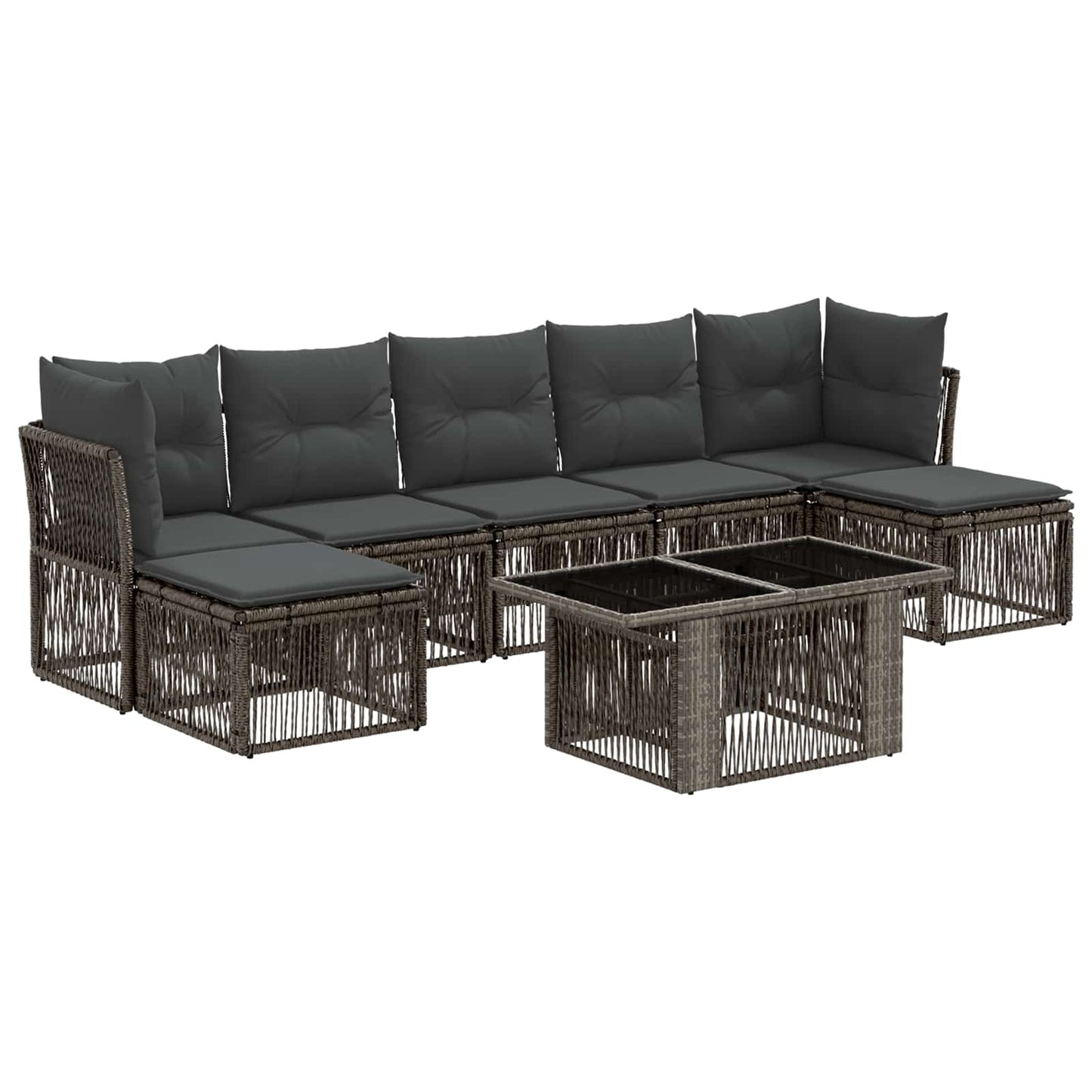 Gartensofa-set 8 stk. Grau Poly-Rattan